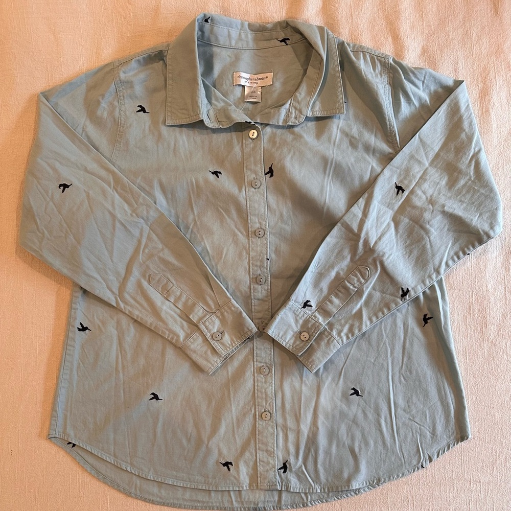 Christopher & Banks Blue Shirt with Bird Design